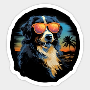 Retro Wave Australian Shepherd Dog Shirt Sticker